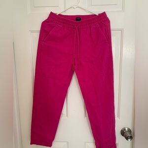 Elastic waist J. Crew pink linen pants.